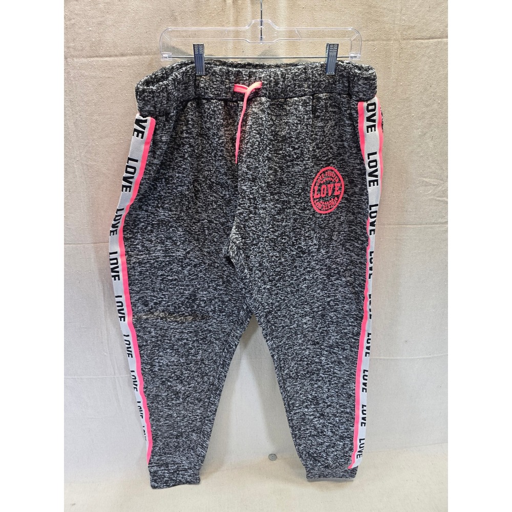 Bobbie Brooks Plus Size 2X Jogger Grey Space Dye Neon Pink Love Side Stripe Pant